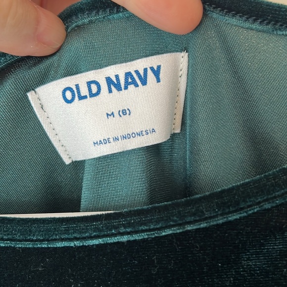 Old Navy girls green velvet long sleeve dress, size M - Picture 4 of 4